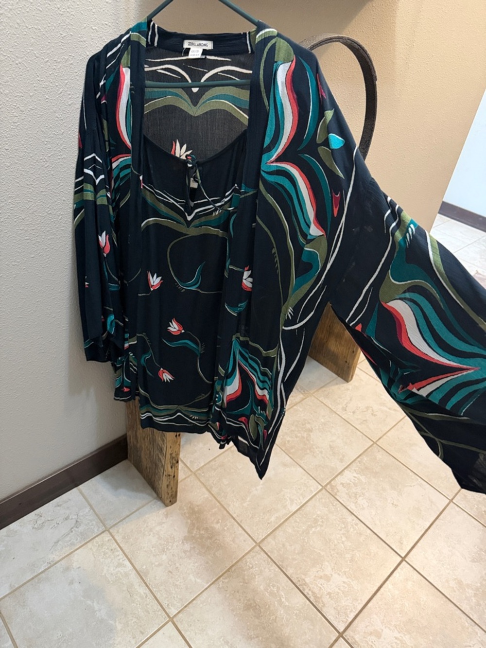 Abstract Floral Black Two-Piece Dress Set